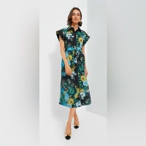 Tuckernuck Women’s Verdant Floral Chloe Midi Dress Multicolor Size S No Belt EUC